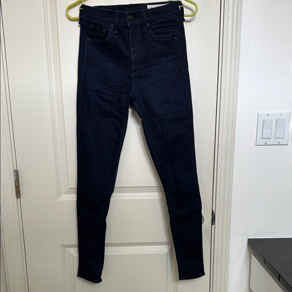 Rag & Bone High Rise Blue Jeans with Tapered Fit